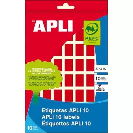(02752) APLI ETIQUETAS ADHESIVAS 12X18MM ESCRITURA MANUAL C/ROMOS 56 X 8H ROJO