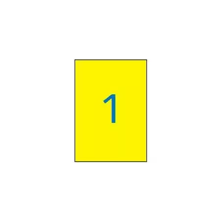 (02878) APLI ETIQUETAS ADHESIVAS 210X297MM LÁSER C/RECTOS 1 X 20H AMARILLO FLUORESCENTE