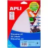 (07107) APLI ETIQUETAS ADHESIVAS 105X148MM MANUAL/IMPRESIÓN C/RECTOS 2 X 15H BLANCO