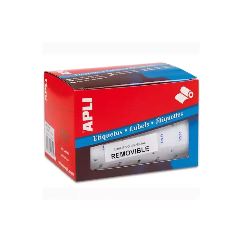 (10084) APLI ETIQUETAS REMOVIBLES PARA PRECIOS IMPRESAS "PVP" 12X18MM ESCRITURA MANUAL ROLLO DE 3360 BLANCO