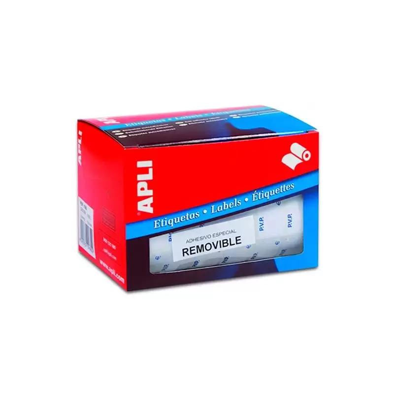 (10087) APLI ETIQUETAS REMOVIBLES PARA PRECIOS IMPRESAS "PVP" 16X22MM ESCRITURA MANUAL ROLLO DE 2520 BLANCO