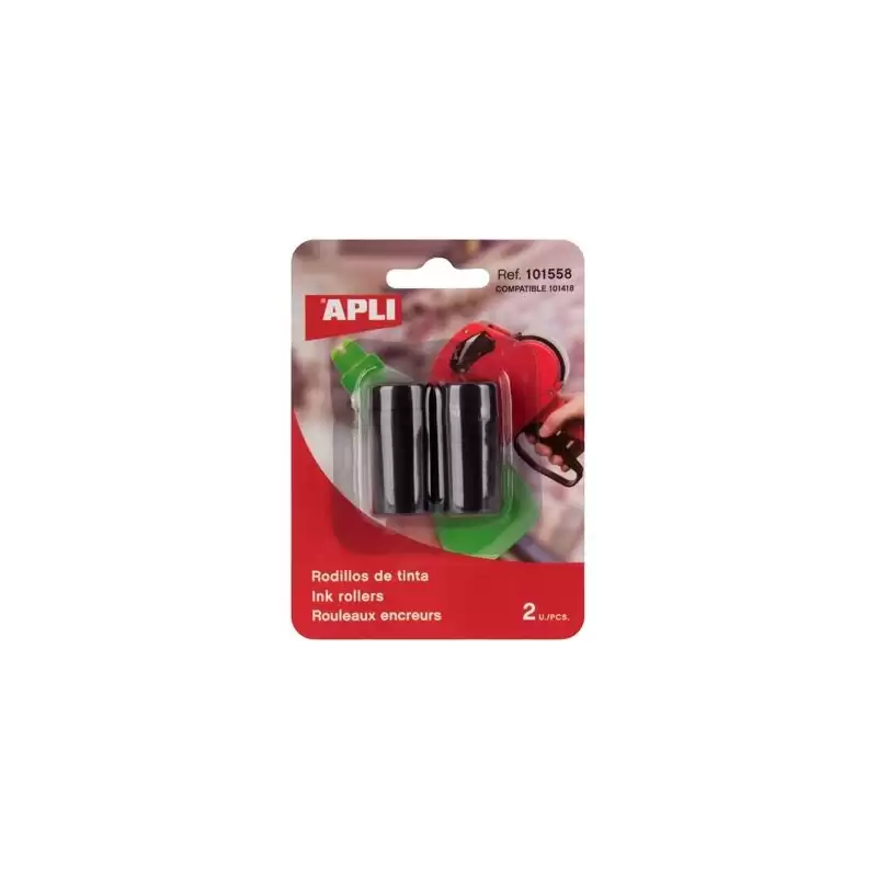 (101558) APLI ROLLO TINTA PARA ETIQUETADORA NEGRO 1 BLISTER CON 2 UNIDADES