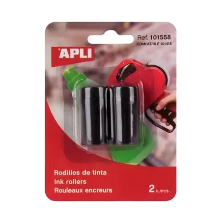 (101558) APLI ROLLO TINTA PARA ETIQUETADORA NEGRO 1 BLISTER CON 2 UNIDADES