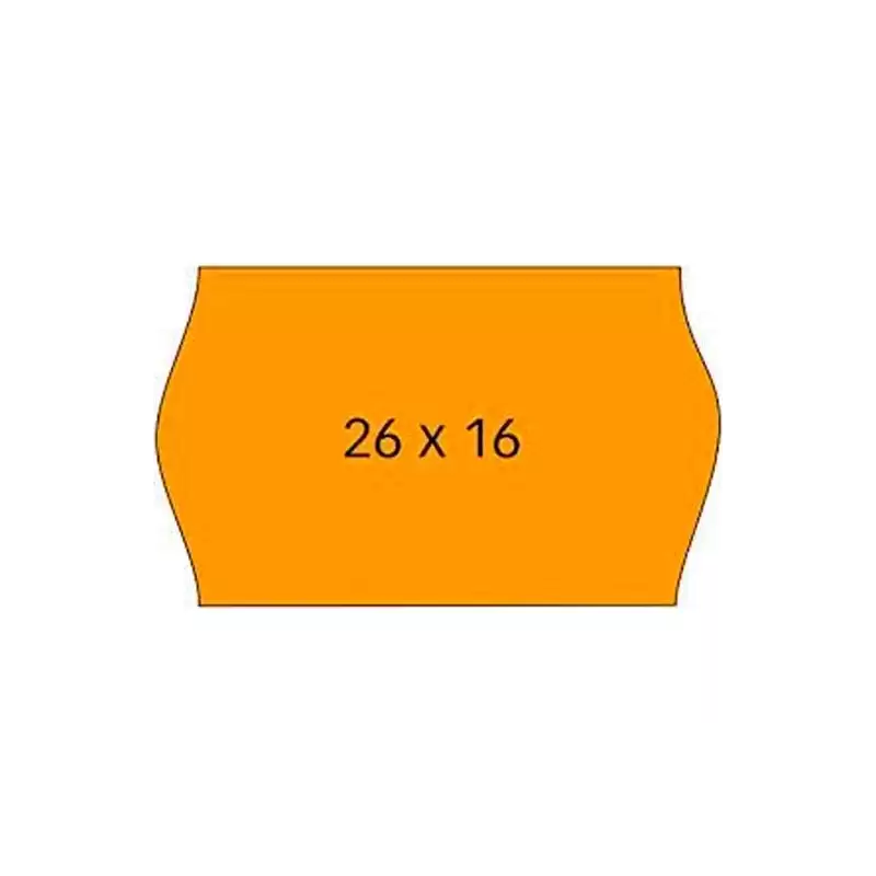 (101719) APLI ETIQUETAS REMOVIBLES PARA ETIQUETADORA DE PRECIOS 26X16MM C/SINUSOIDAL 6 ROLLOS DE 1000 NARANJA