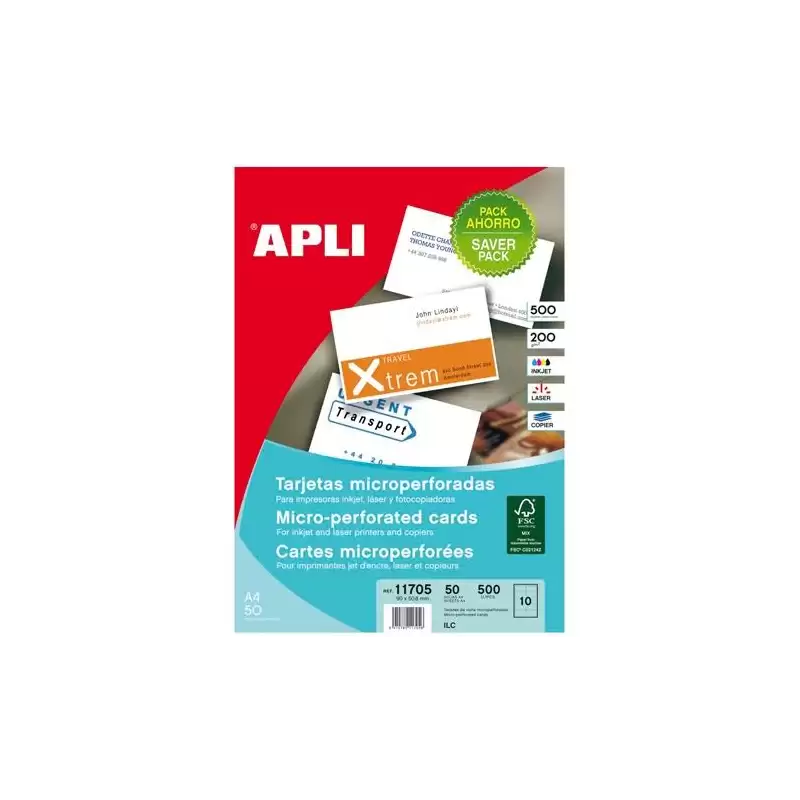 (11705) APLI TARJETAS VISITA BLANCO PARA INKJET