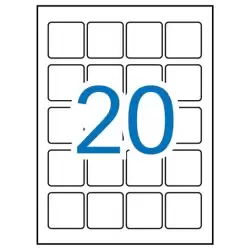 (12847) APLI ETIQUETAS ADHESIVAS 45X45MM INKJET/LÁSER C/ROMOS 20 X 20H POLIÉSTER BLANCO