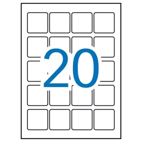 (12847) APLI ETIQUETAS ADHESIVAS 45X45MM INKJET/LÁSER C/ROMOS 20 X 20H POLIÉSTER BLANCO