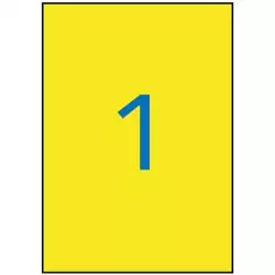 (12877) APLI ETIQUETAS ADHESIVAS RESISTENTES INTERPERIE 210X297MM LÁSER C/RECTOS 1 X 20H AMARILLO