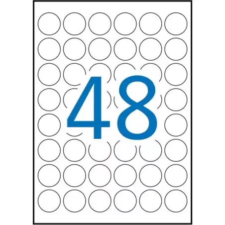 (13882) APLI ETIQUETAS ADHESIVAS CIRCULARES Ø30MM INKJET/LÁSER 48 X 25H BLANCO