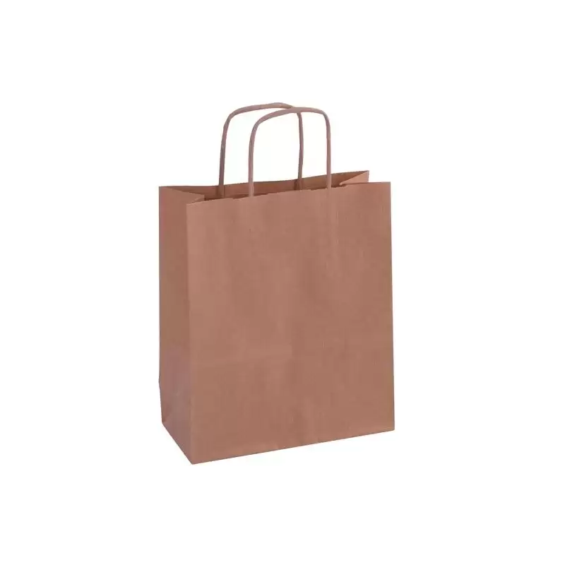 (101852) APLI BOLSA CON ASAS PAPEL KRAFT 18X8X21CM MARRÓN -50U-