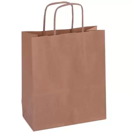 (101852) APLI BOLSA CON ASAS PAPEL KRAFT 18X8X21CM MARRÓN -50U-