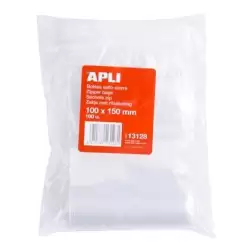 (13128) APLI BOLSAS AUTOCIERRE 100X150MM LDPE TRANSPARENTE PACK 100 UD