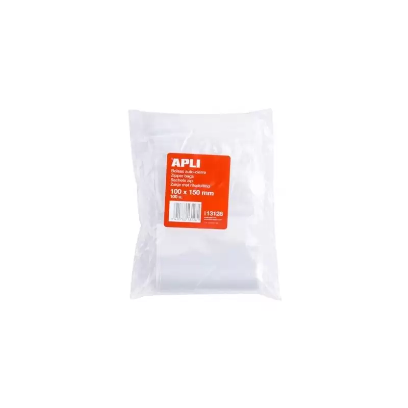 (13128) APLI BOLSAS AUTOCIERRE 100X150MM LDPE TRANSPARENTE PACK 100 UD