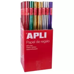 (13643) APLI PAPEL DE REGALO METALIZADO ROLLO 70CM X 2M COLORES SURTIDOS