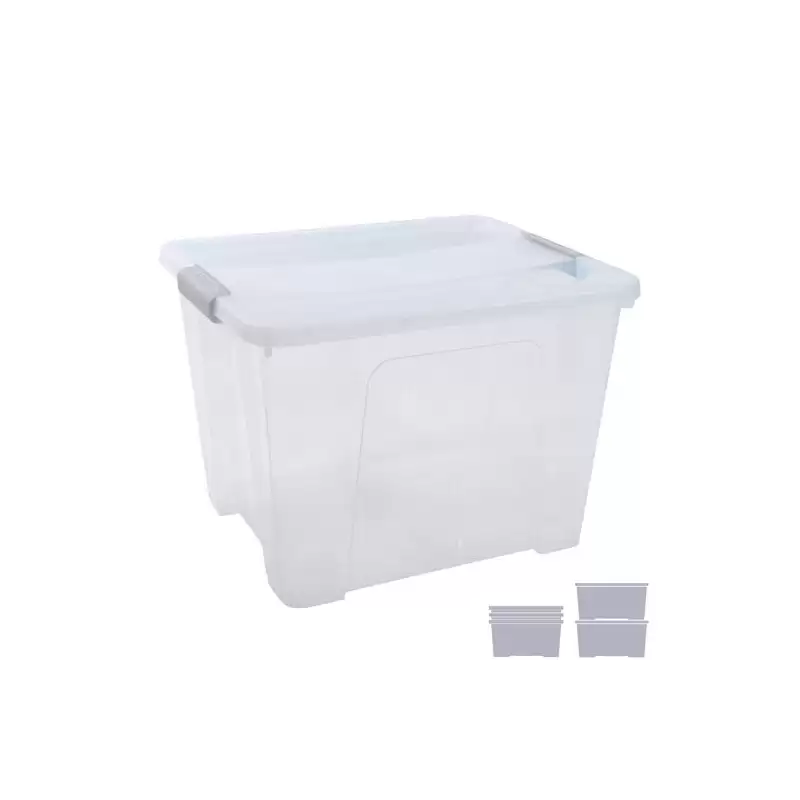 (CP1482032 CS TP) ARCHIVO 2000 CAJA DE ALMACENAJE 32L APILABLE Y ENCAJABLE C/TAPA 360X420X300MM PP CRISTAL TRANSPARENTE