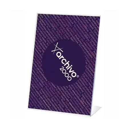 (10906 CS TP) ARCHIVO 2000 EXPOSITOR SOBREMESA EN FORMA DE L DIN A6 VERTICAL 45X105X155 MM CRISTAL TRANSPARENTE