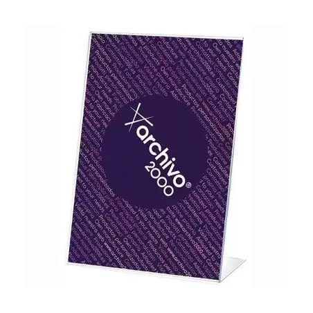 (10907 CS TP) ARCHIVO 2000 EXPOSITOR SOBREMESA EN FORMA DE L DIN A7 VERTICAL 40X75X110 MM CRISTAL TRANSPARENTE