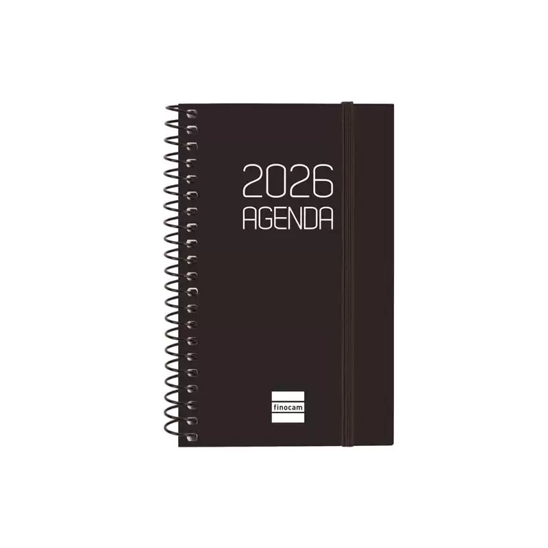 (742716026) FINOCAM AGENDA ESPIRAL OPAQUE E3-79X127MM SVH TAPA PP NEGRO 2026