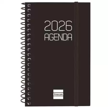 (742716026) FINOCAM AGENDA ESPIRAL OPAQUE E3-79X127MM SVH TAPA PP NEGRO 2026