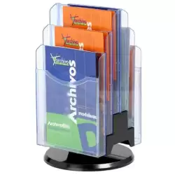 (6106 CS TP) ARCHIVO 2000 PORTAFOLLETOS SOBREMESA GIRATORIO ARCHIPLAY 6 COMPARTIMENTOS A4 VERTICAL POLIESTIRENO TRANSPARENTE