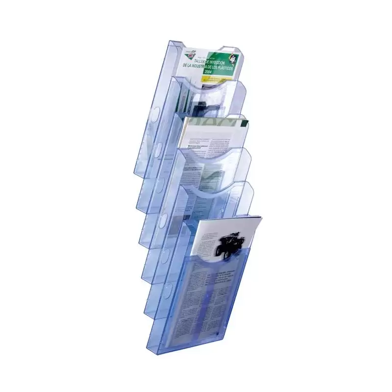 (6126 AZ TP) ARCHIVO 2000 EXPOSITOR MURAL ARCHIPLAY 6 COMPARTIMENTOS DIN A4 VERTICAL 190X235X685 MM AZUL TRANSPARENTE