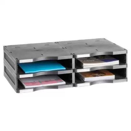 (6522 NE) ARCHIVO 2000 MÓDULO ARCHIVODOC 4 HUECOS ESTANDAR PARA FORMATO DIN A4 360X600X165 MM NEGRO