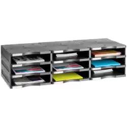 (6633 NE) ARCHIVO 2000 MÓDULO ARCHIVODOC 9 HUECOS ESTANDAR PARA FORMATO DIN A4 360X900X405 MM NEGRO