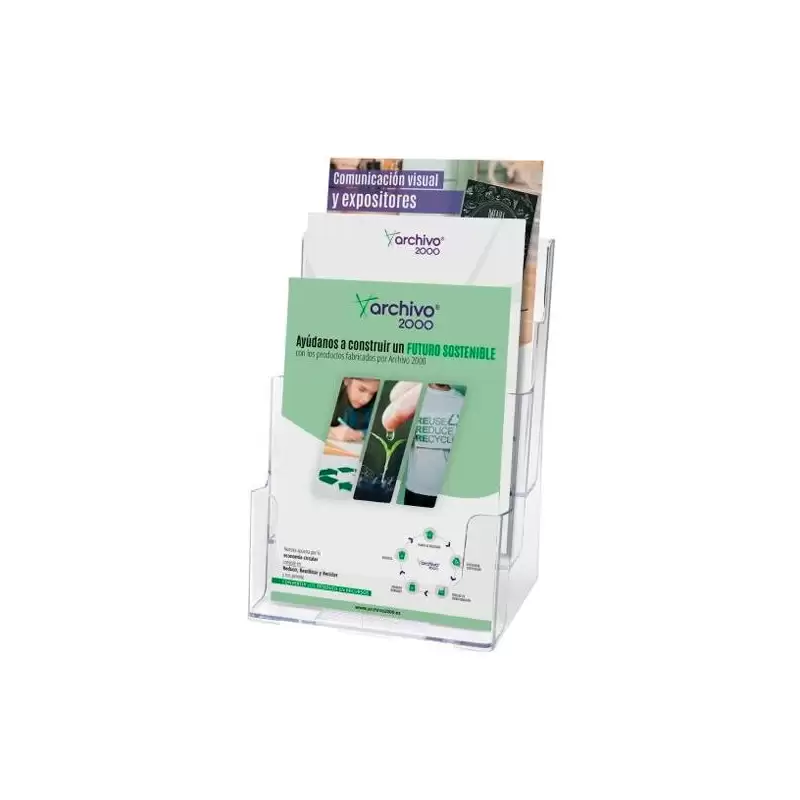 (66605 CS TP) ARCHIVO 2000 PORTAFOLLETOS SOBREMESA 3 ALTURAS DIN A5 VERTICAL POLIESTIRENO ULTRA TRANSPARENTE