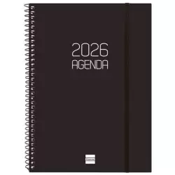 (742766026) FINOCAM AGENDA ESPIRAL OPAQUE E10-155X212MM SVH TAPA PP NEGRO 2026