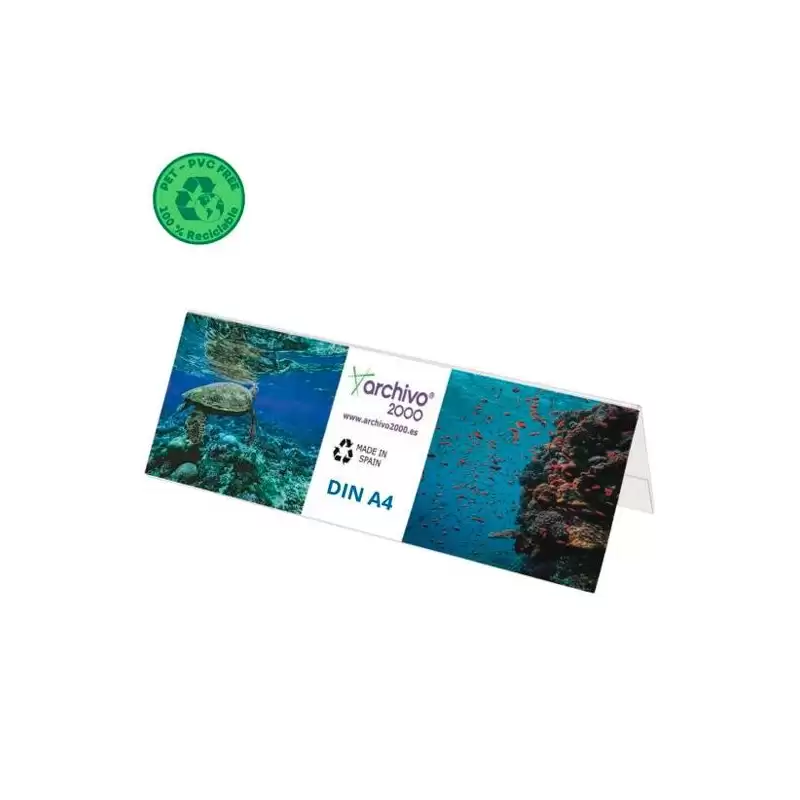 (80404V CS TP) ARCHIVO 2000 PORTANOMBRES DE SOBREMESA FLEXIBLE DIN A4 PET 100% RECICLABLE CRISTAL TRANSPARENTE