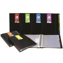 (39409010) GRAFOPLÁS CARPETA 100 FUNDAS ESPIRAL A4 EXTRAÍBLES CALIDAD EXTRA 5 SEPARADORES PP RÍGIDO OPACO IN & OUT NEGRO