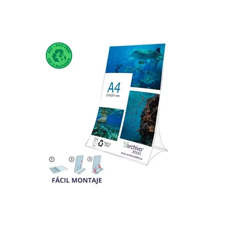 (86304V CS TP) ARCHIVO 2000 EXPOSITOR DE SOBREMESA L FLEXIBLE Y PLEGABLE DIN A4 VERTICAL PET 100% RECICLABLE
