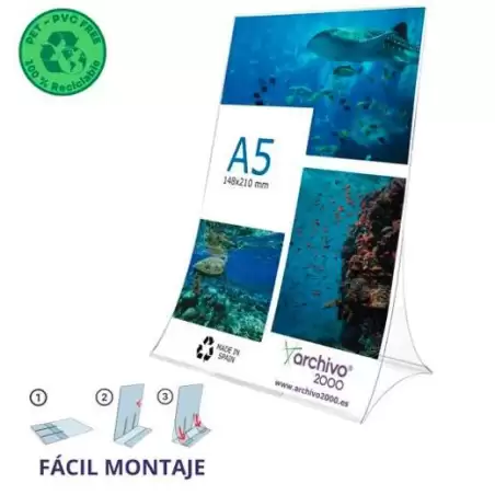(86305V CS TP) ARCHIVO 2000 EXPOSITOR DE SOBREMESA L FLEXIBLE Y PLEGABLE DIN A5 VERTICAL PET 100% RECICLABLE