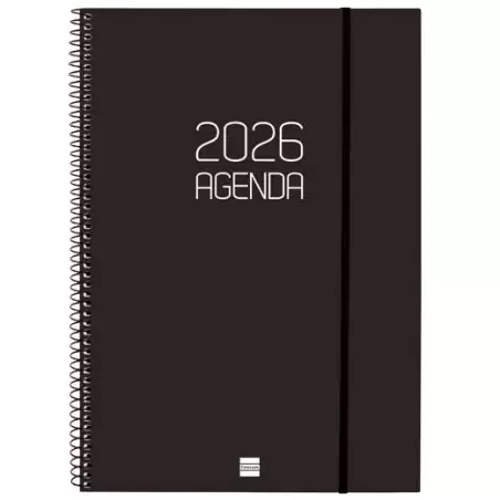 (742786026) FINOCAM AGENDA ESPIRAL OPAQUE E40-210X297MM SVH TAPA PP NEGRO 2026