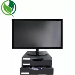 (6611M1 NE) ARCHIVO 2000 SOPORTE MONITOR ERGOSOSTENIBLE CON 2 CAJONES NEGRO
