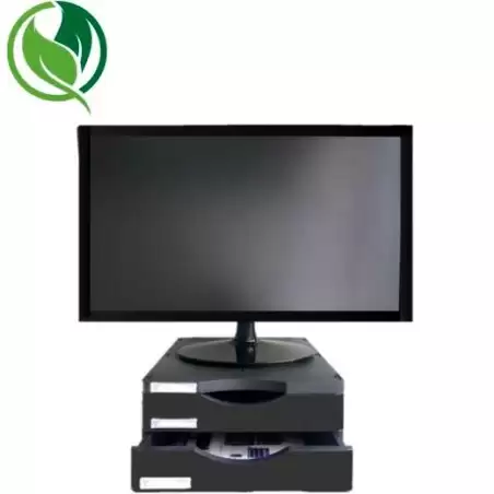 (6611M1 NE) ARCHIVO 2000 SOPORTE MONITOR ERGOSOSTENIBLE CON 2 CAJONES NEGRO