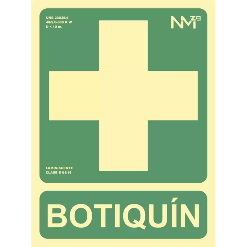 (6170-05H VE) ARCHIVO 2000 SEÑAL "BOTIQUÍN" 224X300 PVC VERDE