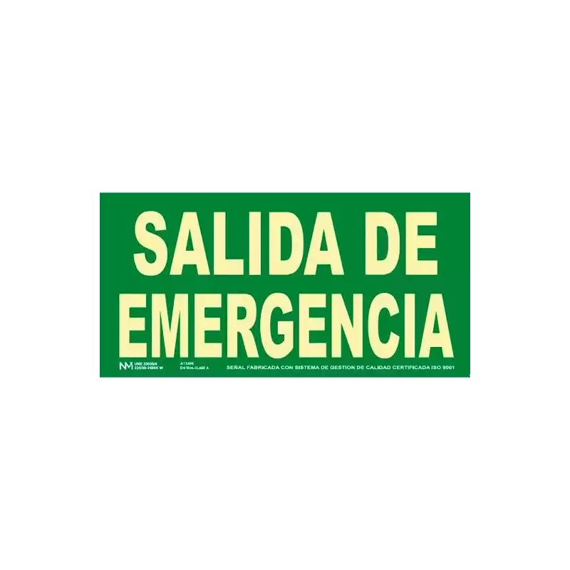 (6170-15H VE) ARCHIVO 2000 SEÑAL "SALIDA DE EMERGENCIA" 320X160MM PVC 700 MICRAS VERDE