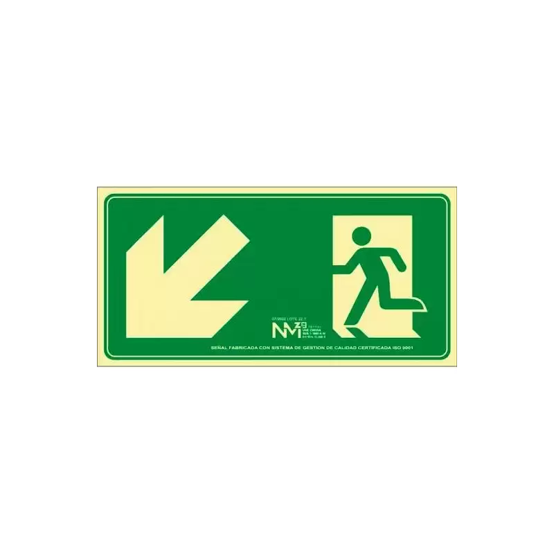 (6170-19H VE) ARCHIVO 2000 SEÑAL "EVACUAR ESCALERA ABAJO IZQUIERDA" 320X160MM PP 700 MICRAS VERDE