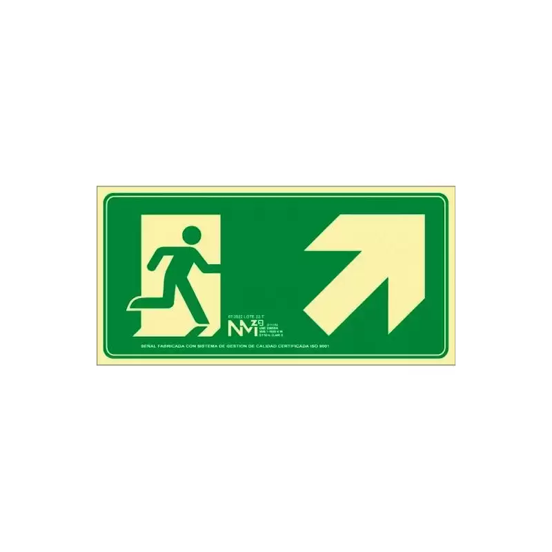 (6170-20H VE) ARCHIVO 2000 SEÑAL "EVACUAR ESCALERA ARRIBA DERECHA" 320X160MM PP 700 MICRAS VERDE