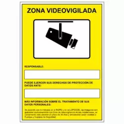 (6172-09 AM) ARCHIVO 2000 SEÑAL "CÁMARAS DE VIGILANCIA EN GRABACIÓN LAS 24 HORAS" 210X297 PVC AMARILLO