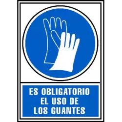 (6173-03AZ) ARCHIVO 2000 SEÑAL "OBLIGATORIO USO DE GUANTES" 210X297 PVC AZUL Y BLANCO