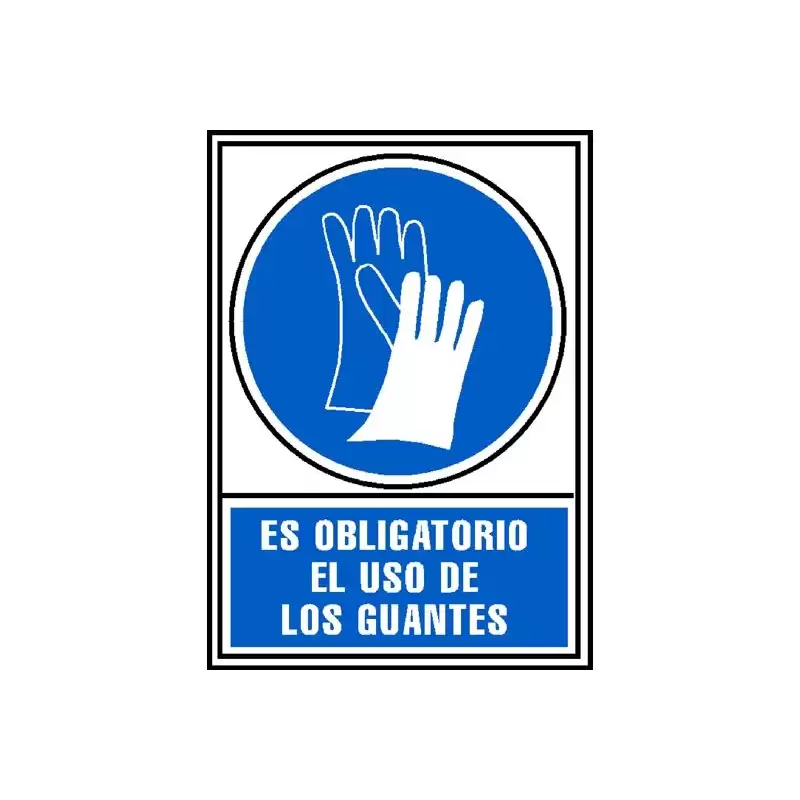 (6173-03AZ) ARCHIVO 2000 SEÑAL "OBLIGATORIO USO DE GUANTES" 210X297 PVC AZUL Y BLANCO