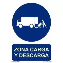 (6173-17 AZ) ARCHIVO 2000 SEÑAL DE AVISO "ZONA DE CARGA Y DESCARGA" 210X300MM PP AZUL/BLANCO