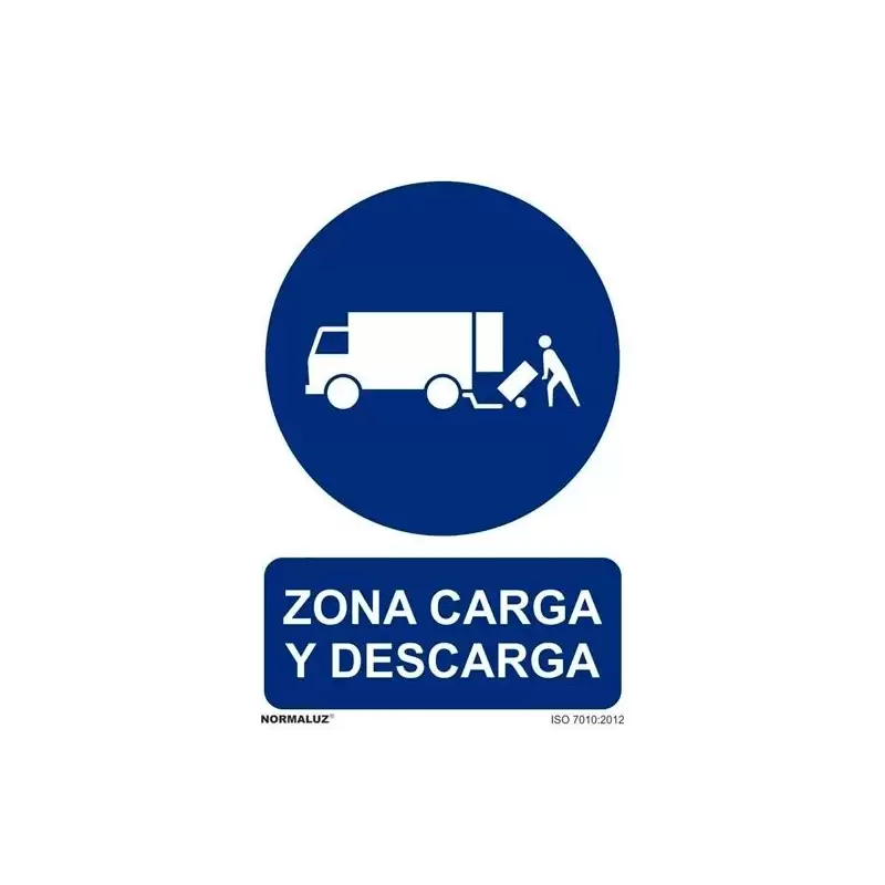 (6173-17 AZ) ARCHIVO 2000 SEÑAL DE AVISO "ZONA DE CARGA Y DESCARGA" 210X300MM PP AZUL/BLANCO