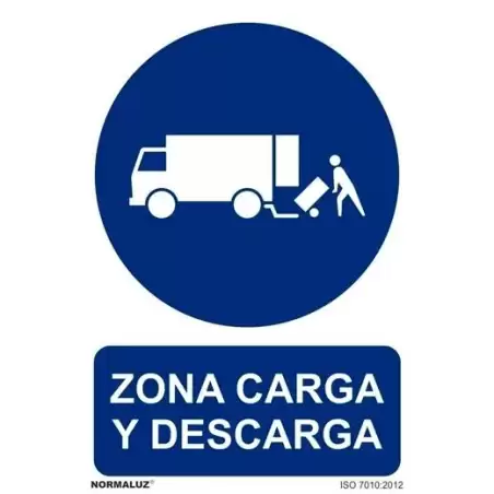 (6173-17 AZ) ARCHIVO 2000 SEÑAL DE AVISO "ZONA DE CARGA Y DESCARGA" 210X300MM PP AZUL/BLANCO