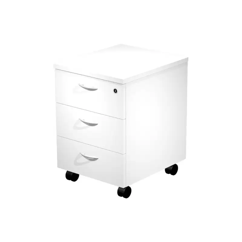 (60021-3) ARTEXPORT CAJONERA PRESTO 3 CAJONES C/RUEDAS GUÍAS METÁLICAS CERRADURA BLANCO -DESMONTADO-