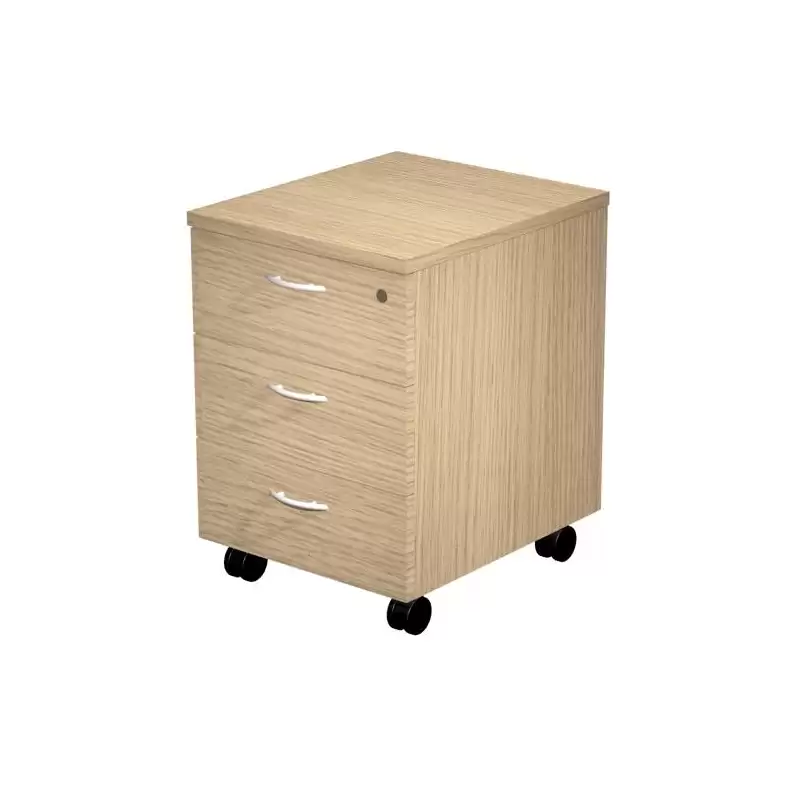 (60021-C) ARTEXPORT CAJONERA PRESTO 3 CAJONES C/RUEDAS GUÍAS METÁLICAS CERRADURA ROBLE -DESMONTADO-