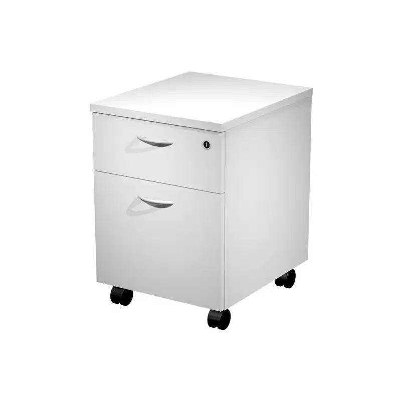 (60022-3) ARTEXPORT CAJONERA PRESTO 2 CAJONES C/RUEDAS GUÍAS METÁLICAS CERRADURA BLANCO -DESMONTADO-