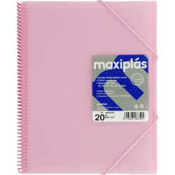 (39832093) GRAFOPLÁS CARPETA CON FUNDAS MAXIPLÁS ESPIRAL A4 20 FUNDAS C/SOBRE PP RÍGIDO TRANSLÚCIDO ROSA SOFT